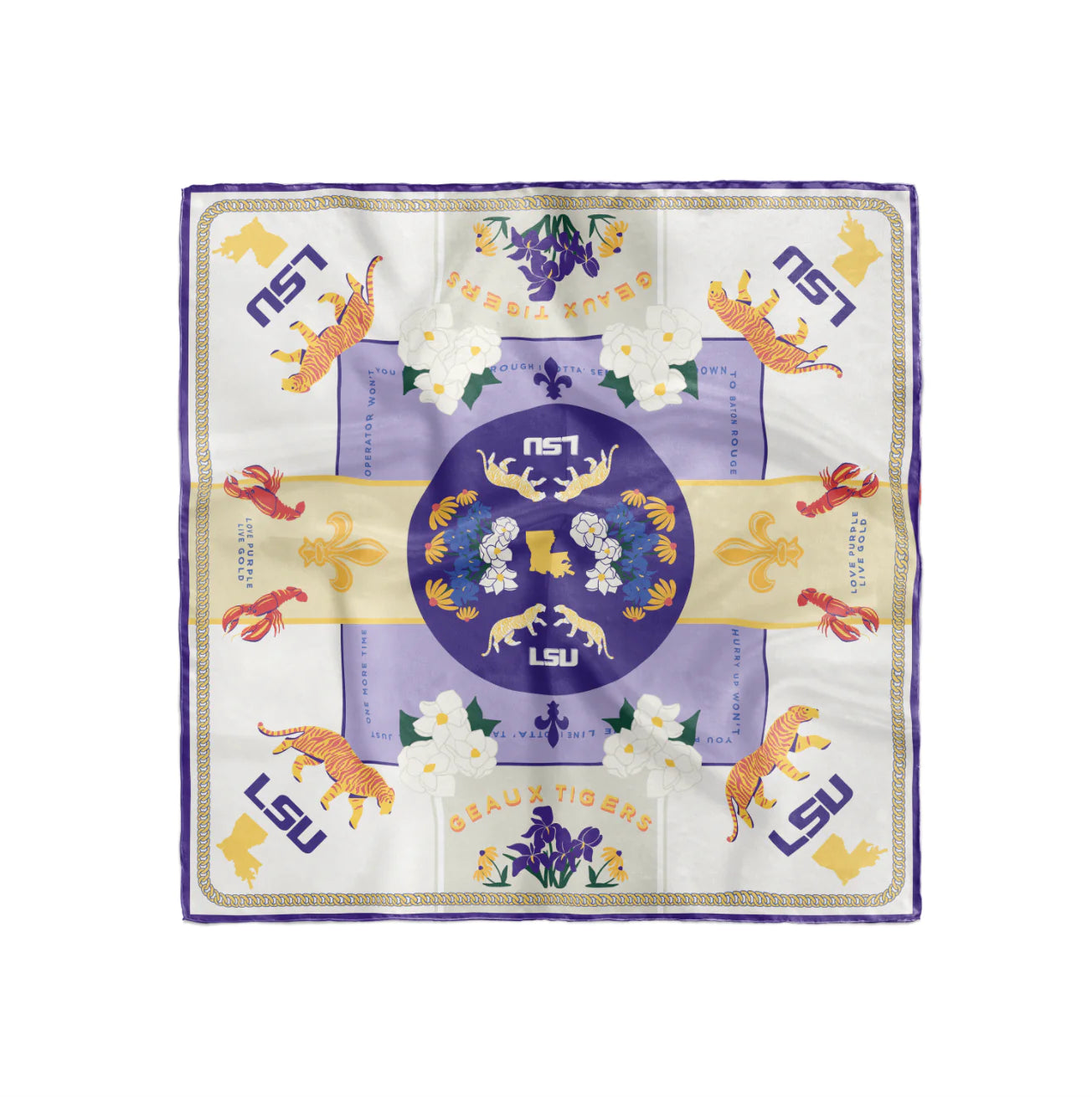 LSU Geaux Tigers Silk Scarf - Premium LSU Tigers Fan Accessory for Football Games, Tailgating & School Spirit - Lightweight Fashion Scarf for Women & Men