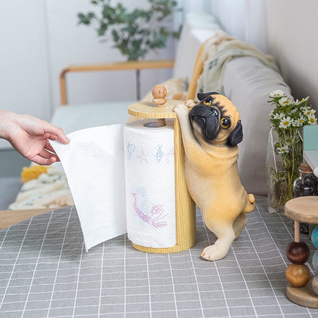 Cute Dog Paper Towel Holder Stand - Kitchen Countertop Organizer, Beige (31x24x15cm) | Perfect for Kitchen, Bathroom, Office & RV Use