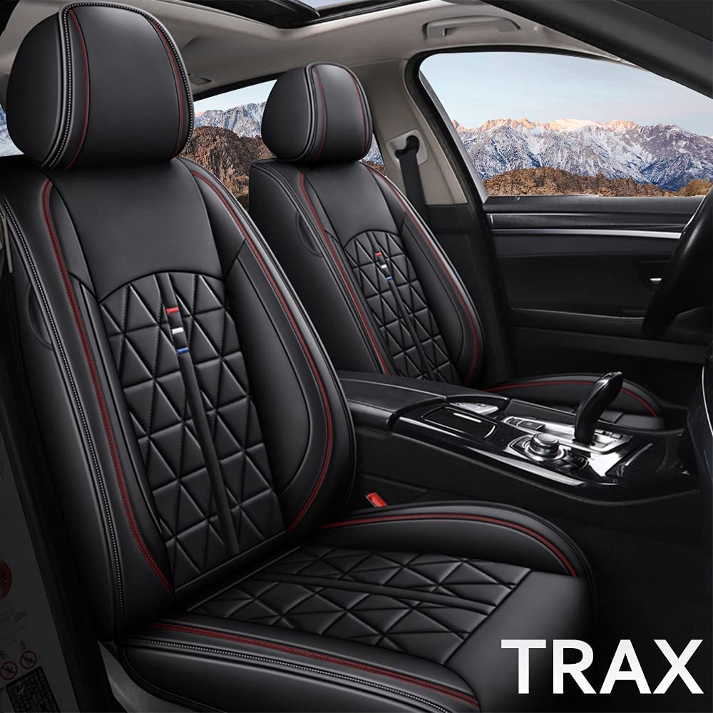 DISUTOGO Universal Car Seat Covers Full Set - Faux Leather Waterproof Seat Protectors for Chevrolet Trax 2015-2021 Models (5 Seats, Black) | Airbag Compatible | Perfect for Road Trips, Daily Commuting & Pet Protection