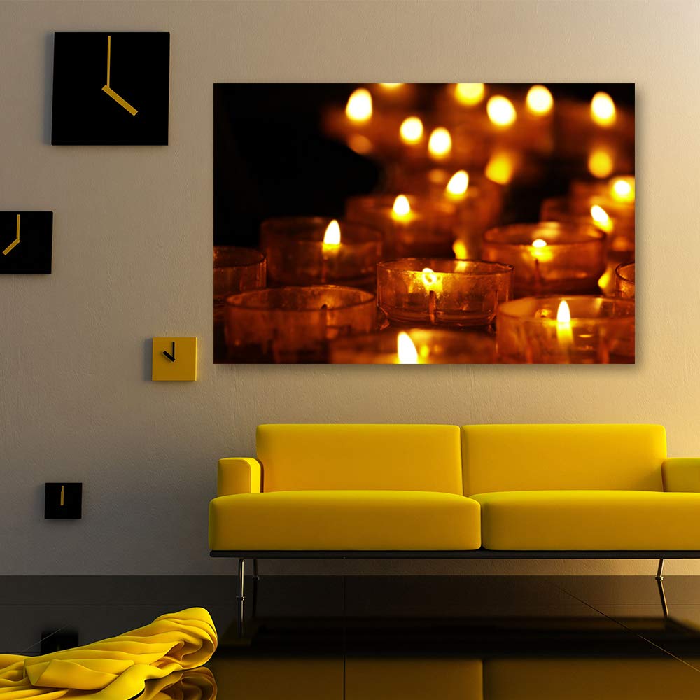 IDEA4WALL Christmas Candles Canvas Wall Art - 32x48 Inch Framed Painting for Holiday Home Decor, Living Room & Bedroom Wall Prints - Perfect for Christmas Celebration & Winter Home Styling