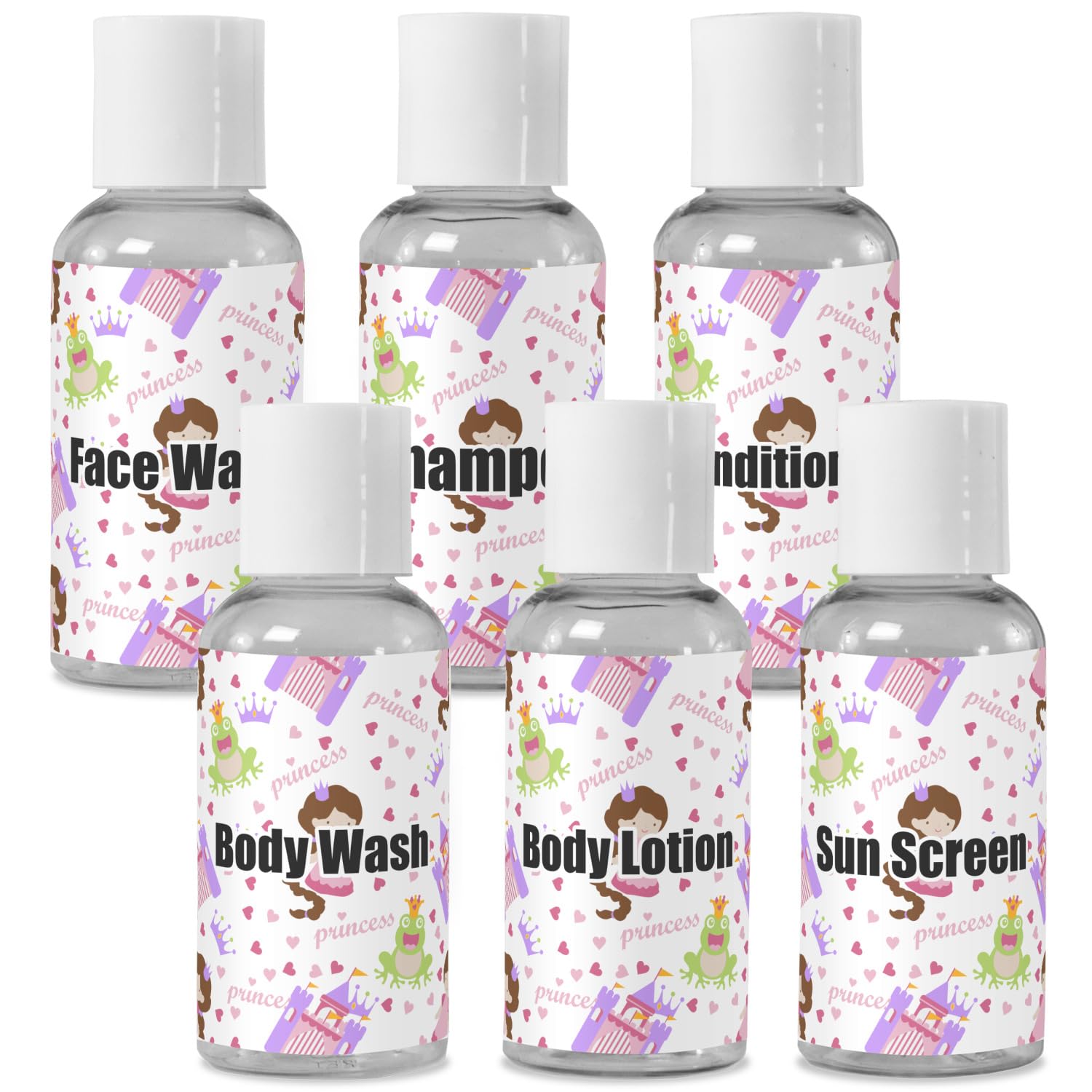 Personalized Princess Print Travel Bottles - Leak Proof & TSA Approved for Kids & Adults | Perfect for Vacations, Gym, School & Daily Use
