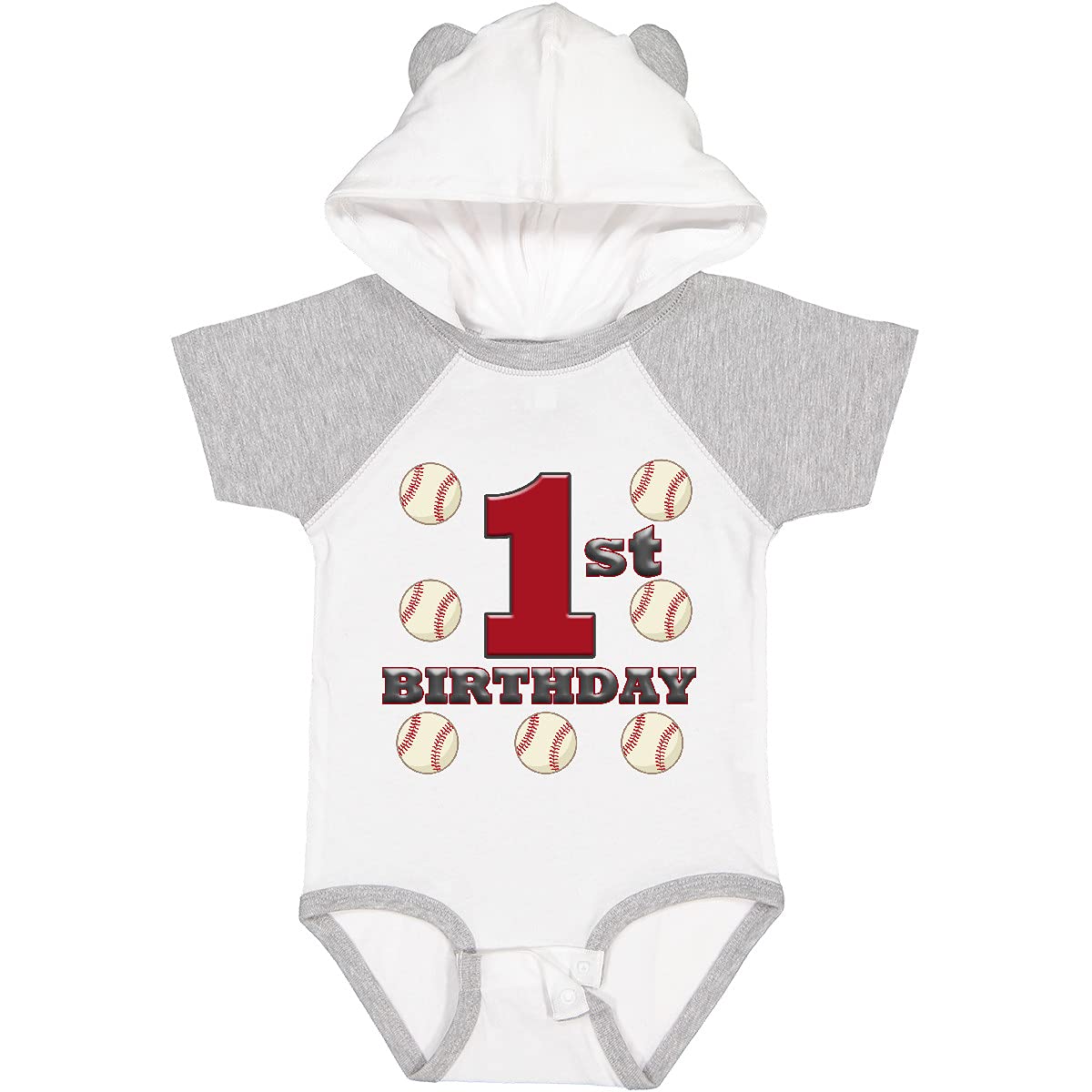 Inktastic First Birthday Baseball Baby Bodysuit - Cute Baseball Themed Onesie for 1 Year Old Boys & Girls - Perfect for Birthday Parties, Photo Shoots & Baby Showers