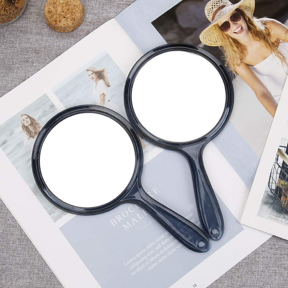 3X/1X Magnifying Makeup Hand Mirror - Double-Sided Travel Cosmetic Mirror with Acrylic Clear Finish, Large Round Handheld Mirror (Black) - Perfect for Home Vanity, Travel & Professional Makeup Application