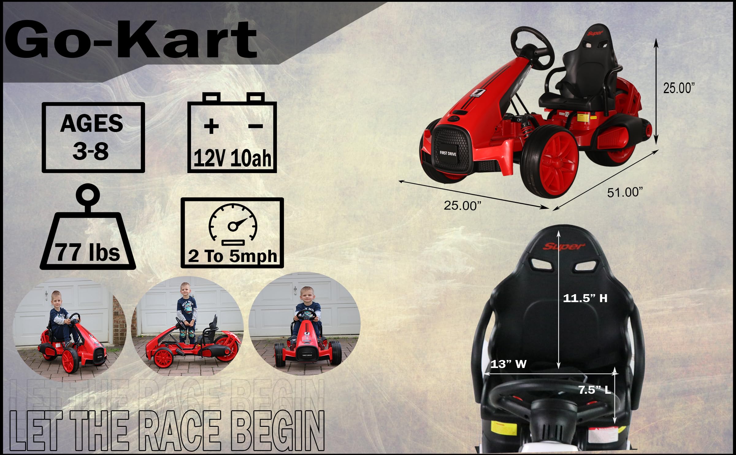 Electric Go Kart for Kids - 12V Ride On Car with Parent Remote Control - Battery Powered Toy Vehicle for Boys & Girls (Red) - Perfect for Outdoor Play, Backyard Fun & Birthday Gifts