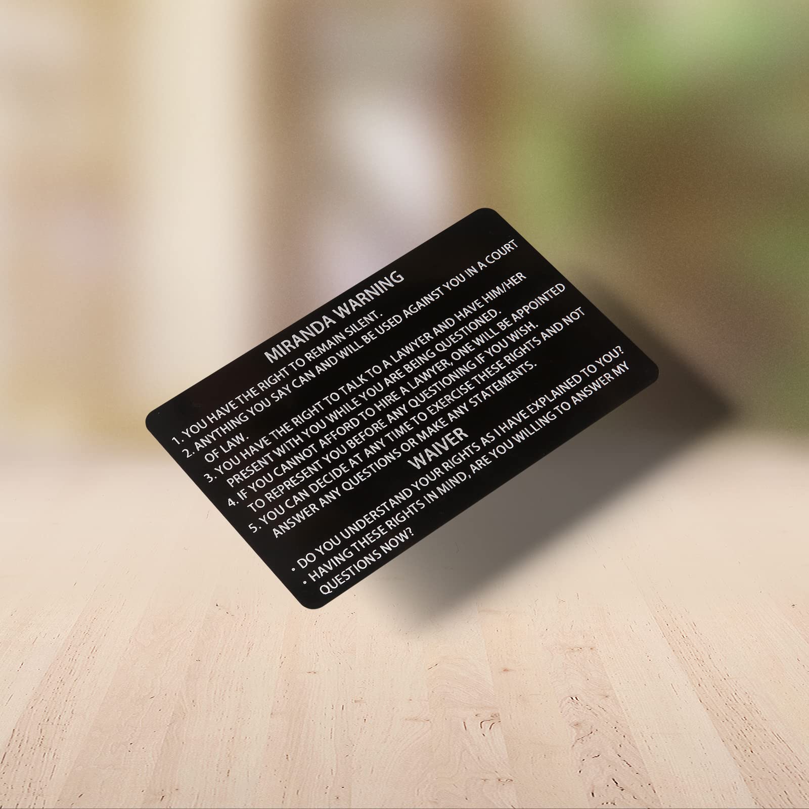 2 Pack Black Metal Miranda Warning Card with American Flag - Laser Engraved Police Rights Insert Card - Perfect for Law Enforcement Gifts, Police Appreciation, and Constitutional Rights Awareness