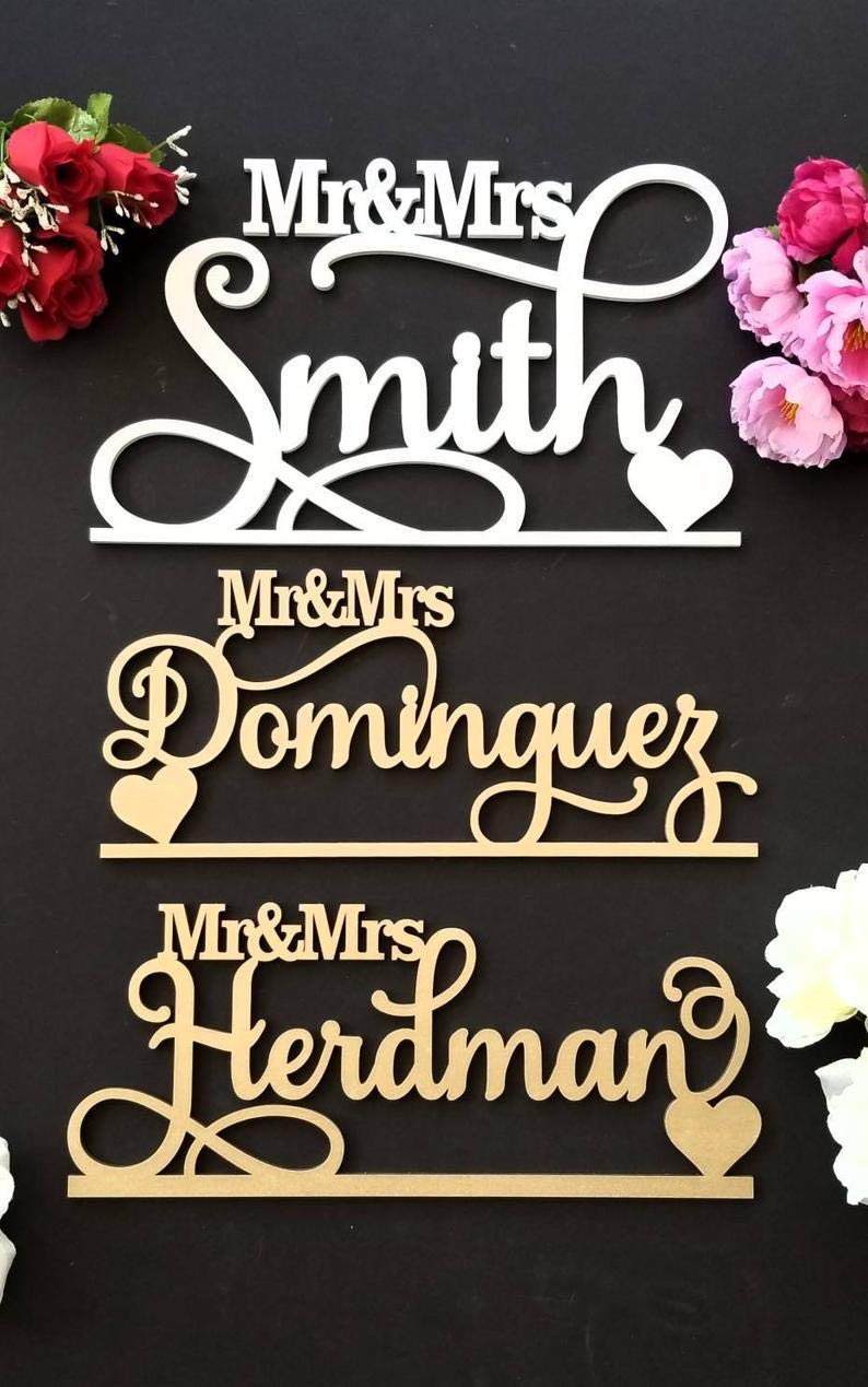 Personalized Mr and Mrs Wedding Sign - Custom Sweetheart Table Decor for Head Table - Perfect for Wedding Reception, Anniversary & Home Decor