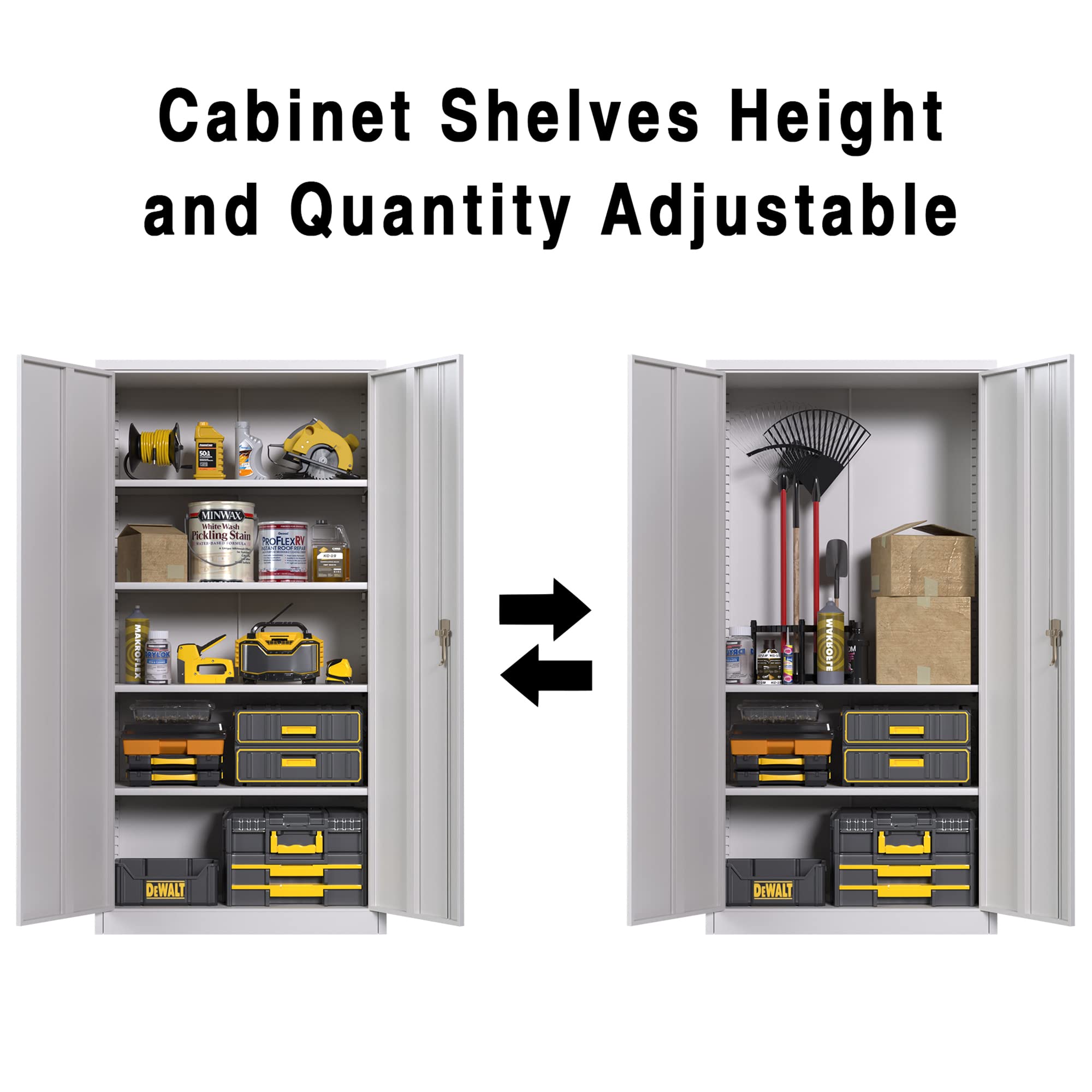 Aobabo 72'' Tall Metal Storage Cabinet with Lock - Steel Storage Cabinet with Door & Shelves for Office, Home, Garage - Secure Storage for Tools, Files & Supplies (Assembly Required)