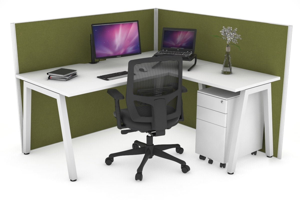 Horizon Quadro A Legs L-Shaped Corner Office Desk - 1600L x 1550W with Cable Management | Modern Home Office & Gaming Desk for Workspace & Study Room