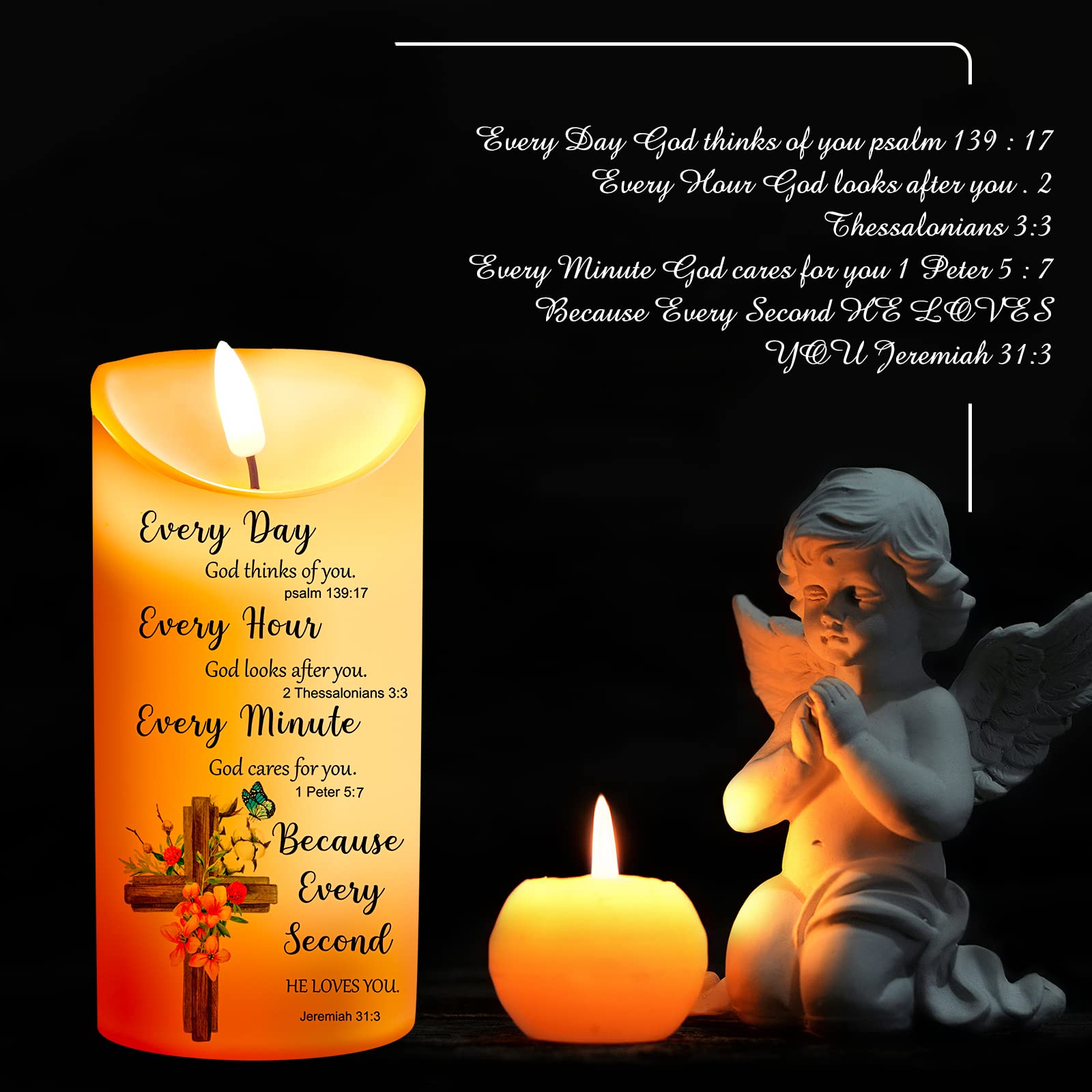 Gerrii LED Flameless Candles with Bible Verses - Christian Gifts for Women - Perfect for Christmas & Prayer
