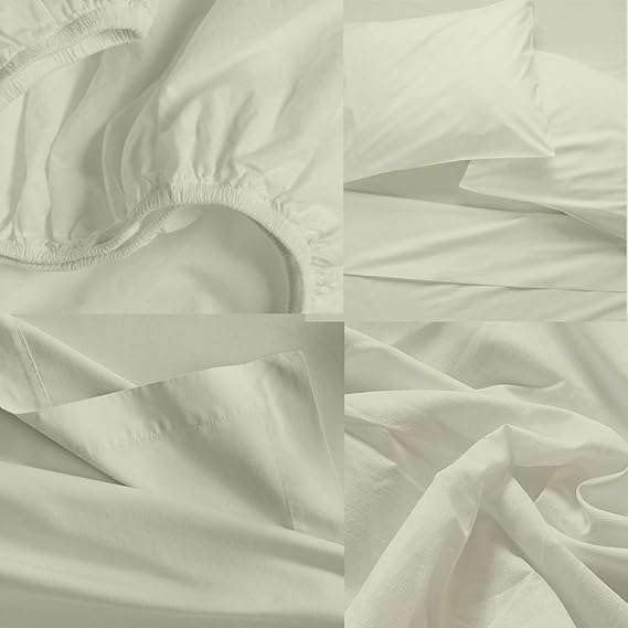 California King Size Bed Sheets Set - 4 Piece 400 Thread Count Cotton Sheets with 16 Inch Deep Pocket, Easy Care, Breathable & Soft (Ivory) for Luxurious Sleep & Hotel-Style Bedroom Decor