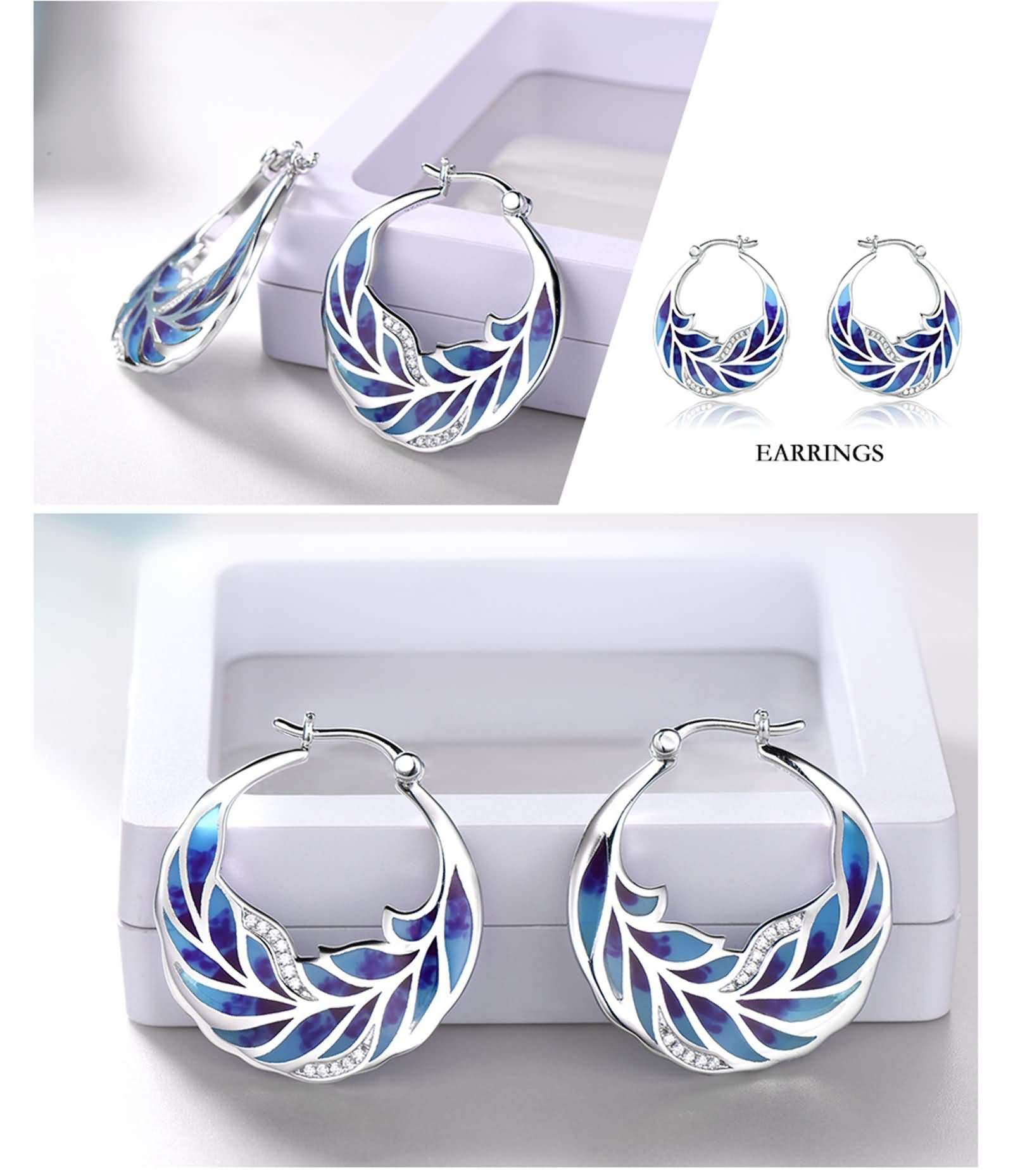 Daesar Sterling Silver Jewelry Set for Women - Necklace, Ring & Earrings with White Cubic Zirconia & Enamel Flower Design | Elegant Gift for Birthday, Anniversary & Special Occasions