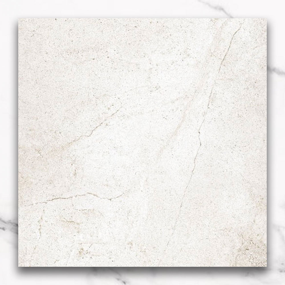 Premium Stretto White 300x300mm Matte Porcelain Tile - Stone Look Floor & Wall Tile for Bathroom, Kitchen & Living Room Renovation