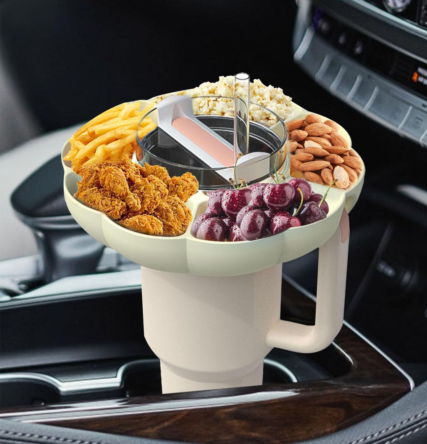 Stanley 40 oz Tumbler Snack Bowl - Silicone Snack Tray Accessory Compatible with 40 oz Cup with Handle - Perfect for Car Cup Holder, Movie Theater, Home & Outdoor Activities - Stanley Cup Accessories for Snacks On-The-Go