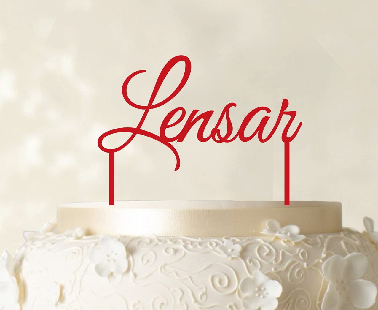 Custom Name Cake Topper - Personalized Red Cake Decoration for Birthdays, Weddings & Anniversaries (5