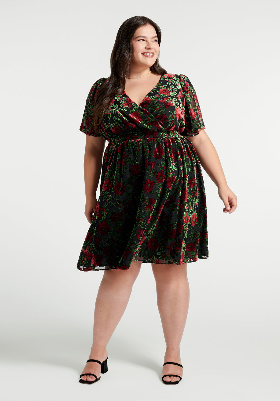 Flutterly Fabulous A-Line Dress for Women - Elegant Flowy Summer Dress with Floral Print | Perfect for Weddings, Parties & Casual Outings