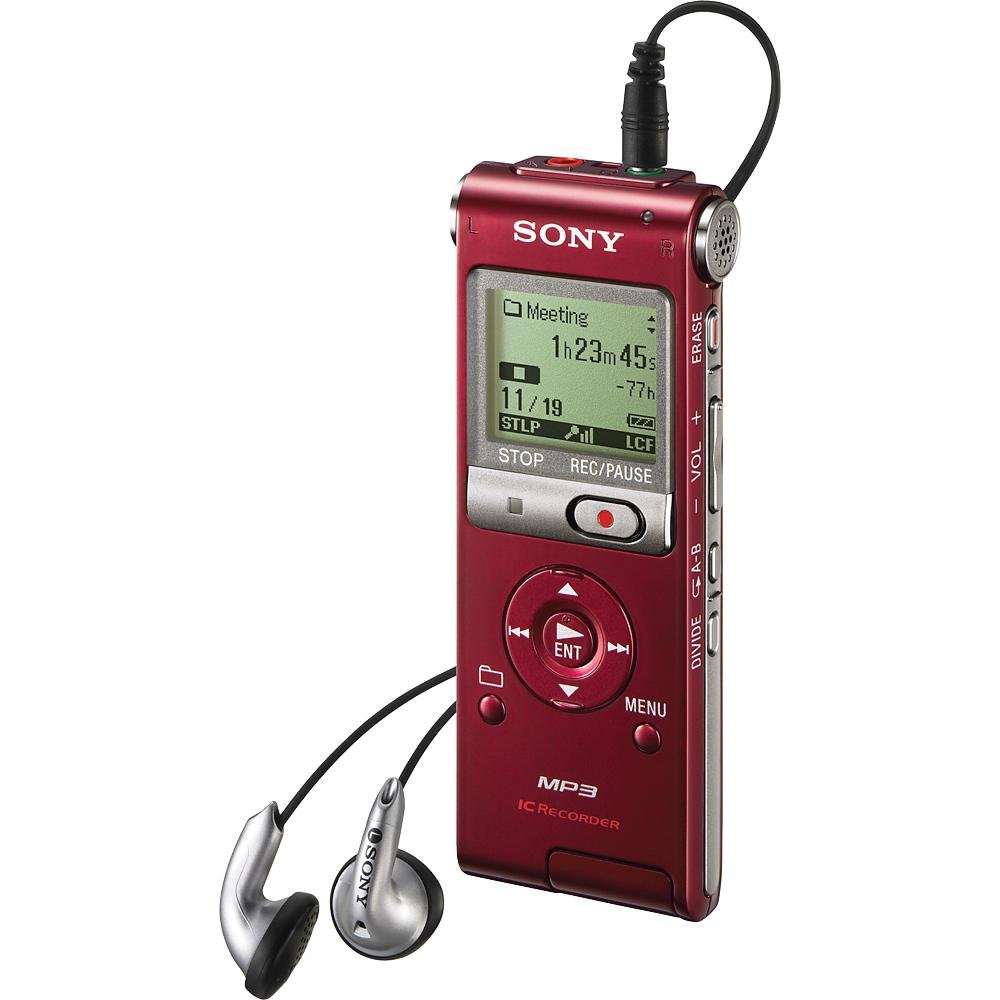 Sony ICD-UX200RED 2GB Digital Voice Recorder - Portable Audio Recording Device with Built-in Flash Memory (Red) - Perfect for Lectures, Interviews & Meetings