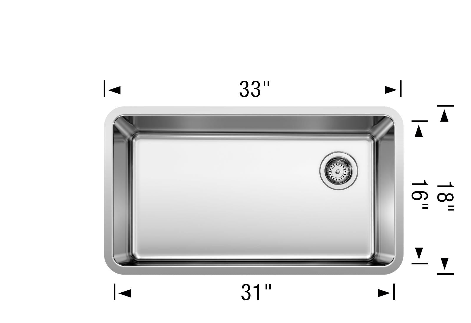 Blanco Formera 33 XL Super Single Bowl Stainless Steel Kitchen Sink - Premium Undermount Sink for Modern Kitchens | Perfect for Cooking, Washing Dishes & Food Prep
