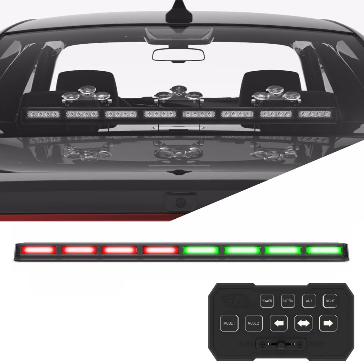SpeedTech Lights Striker TIR 8 Head LED Traffic Advisor Light Bar - Emergency Vehicle Strobe Warning Light for Police, Fire Trucks & Ambulances - Durable Directional Safety Lighting for Roadside Emergencies & Traffic Control