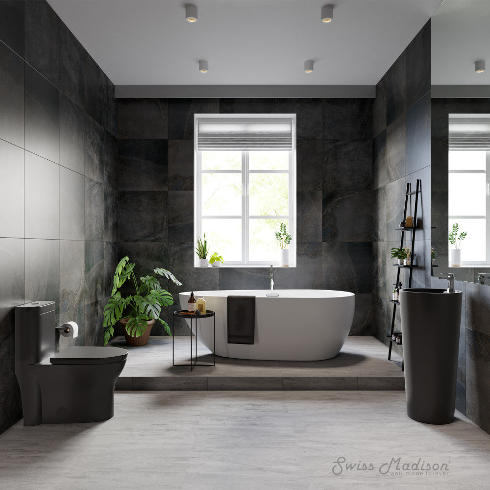 Monaco One Piece Elongated Toilet with Dual Flush Technology - 1.1/1.6 GPF Water Saving - Matte Black Modern Bathroom Fixture - Perfect for Small Bathrooms & Water-Efficient Homes