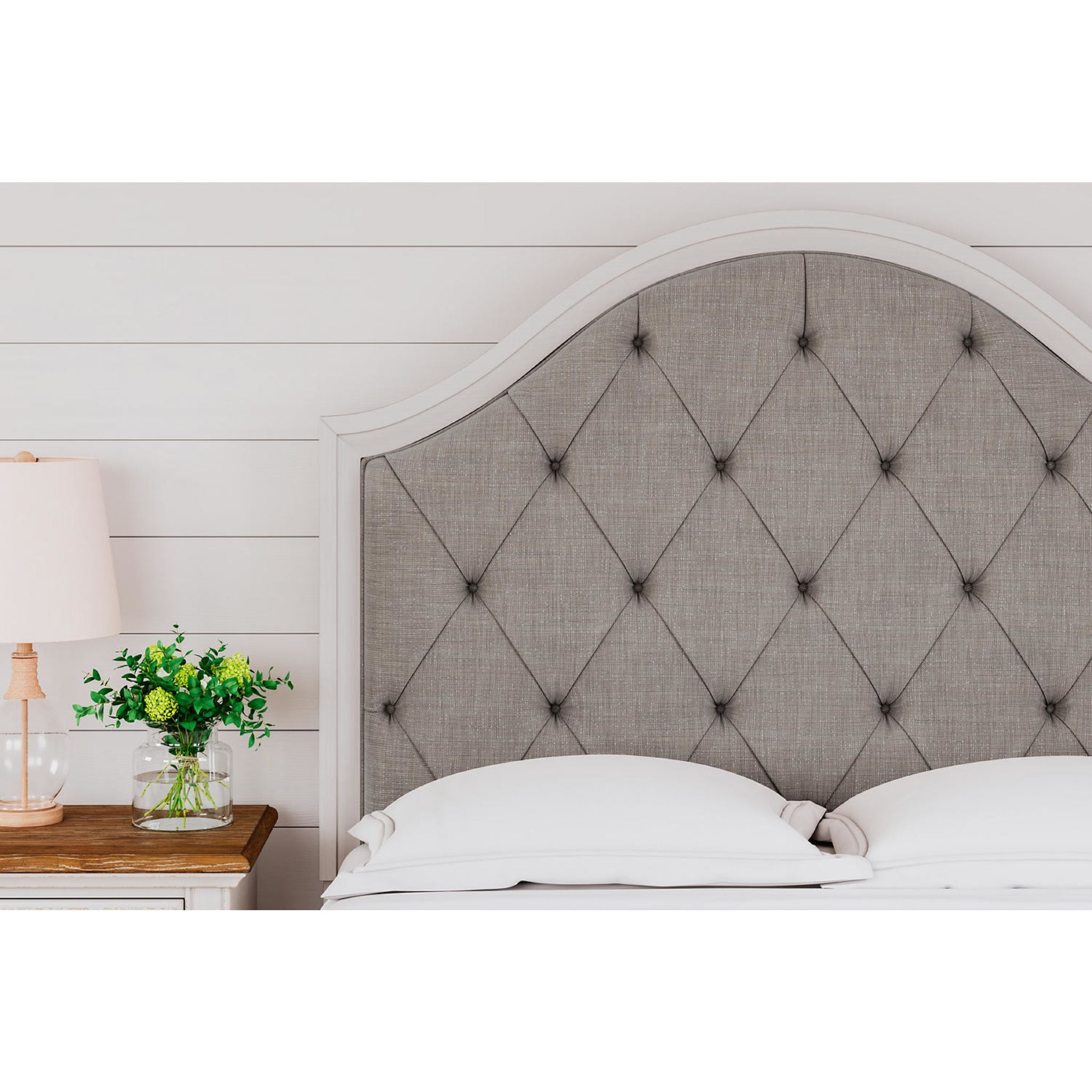 Brollyn Queen Headboard with Two-Tone Design - Elegant Upholstered Bed Frame for Master Bedroom Decor