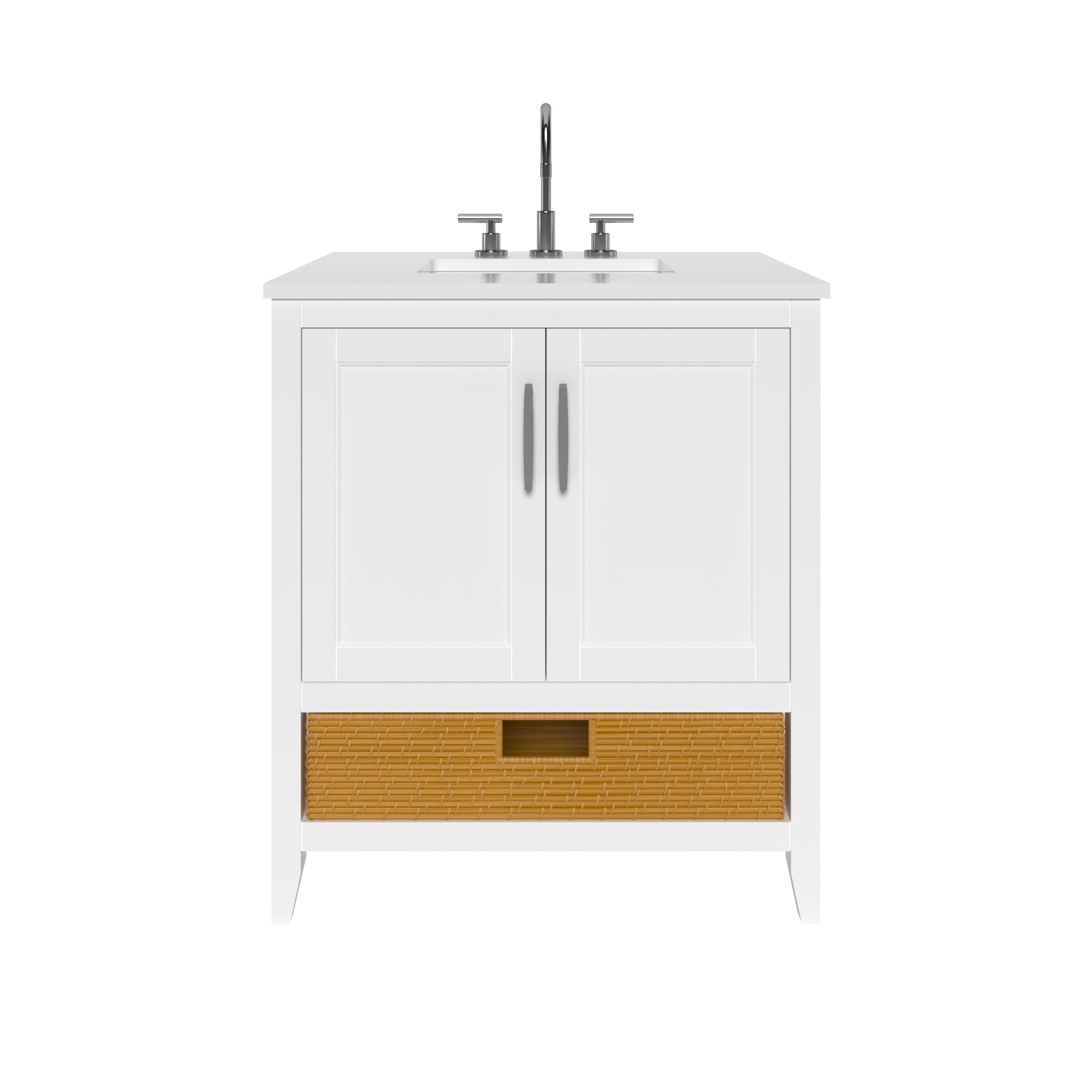 29.5 Inch White Bathroom Vanity Cabinet - Modern Freestanding Vanity for Bathroom Remodel, Small Space & Powder Room - Nearmé New York Collection