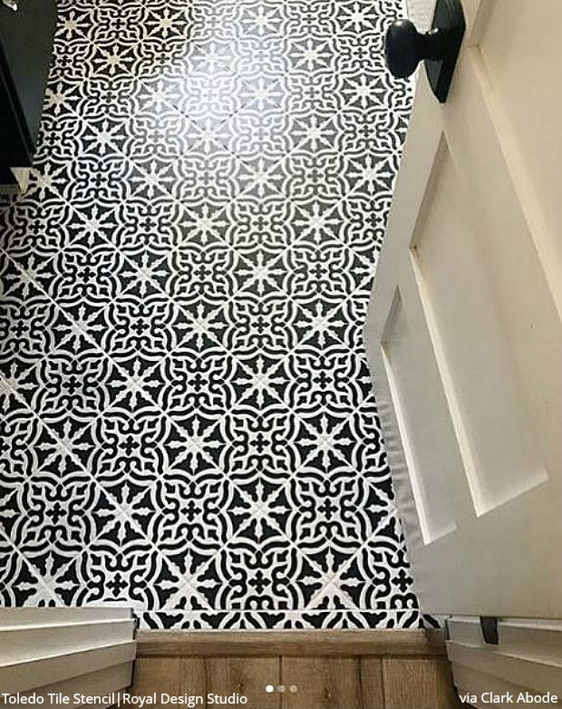 Toledo Tile Stencil Kit - Reusable DIY Ceramic & Mosaic Tile Painting Template for Home Decor, Bathroom, and Kitchen Backsplash Projects