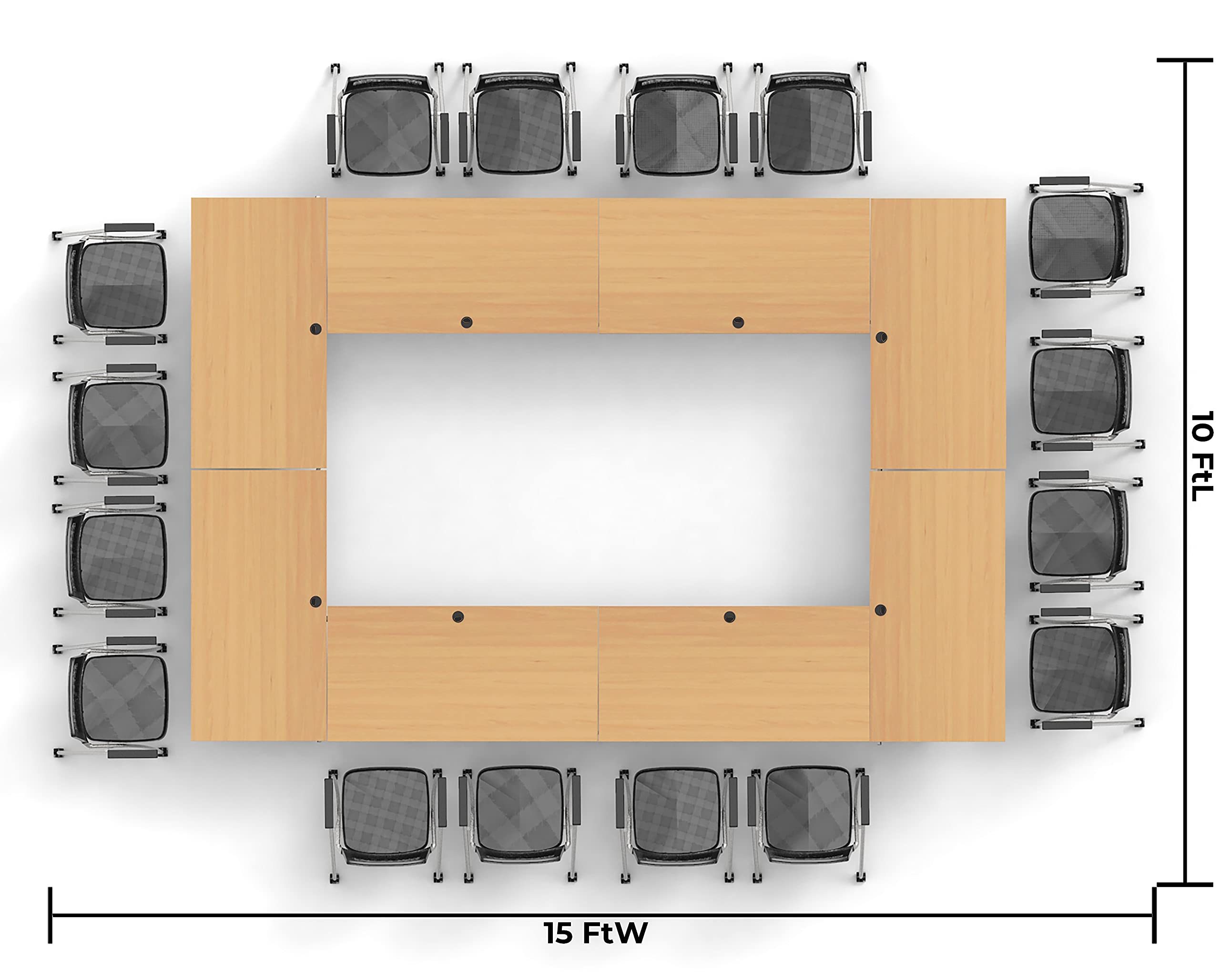 16-Person Folding Conference Table Set with 32pc Beech Chairs & Modesty Panels - Connectable Training Tables for Classrooms, Seminars & Meetings - Space-Saving Nesting Design for Compact Storage - Ideal for Office Training, School Classrooms & Conference Room Setup