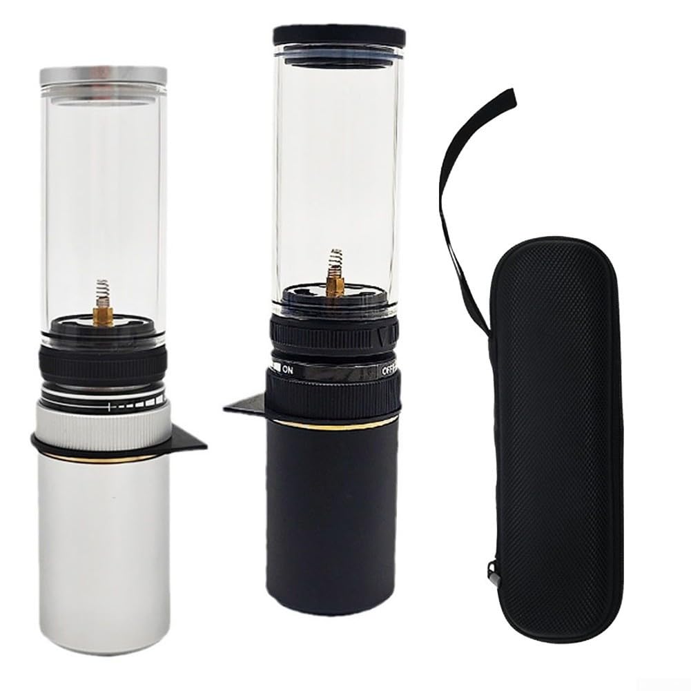 Portable Outdoor Gas Lantern - Glass Mantle Camping Light with Gas Box for Hiking, Fishing, Backpacking & Tent Use - Black (Ideal for Camping Trips, Emergency Lighting & Outdoor Adventures)