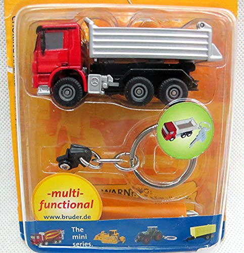 Bruder 00600 MB Actros 1/128 Scale Diecast Dump Truck Model with Keyring & Screwdriver - Collectible Toy for Kids & Adults, Perfect for Display, Play & Gifting