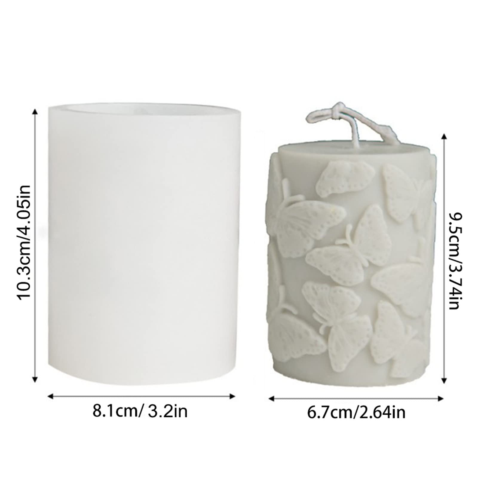 Embossed Butterfly Frangipani Cylinder Candle Molds - Silicone Pillar Candle Making Kit for DIY Epoxy Resin Casting, Soap, Plaster & Clay | Perfect for Home Decor, Wedding Centerpieces & Craft Projects
