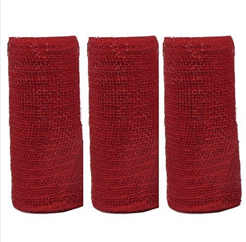 Decorative Mesh Rolls for DIY Crafts, Party Decorations, Gift Wrapping - 3 Rolls Red Tulle Fabric for Christmas, Wedding, Home Decor