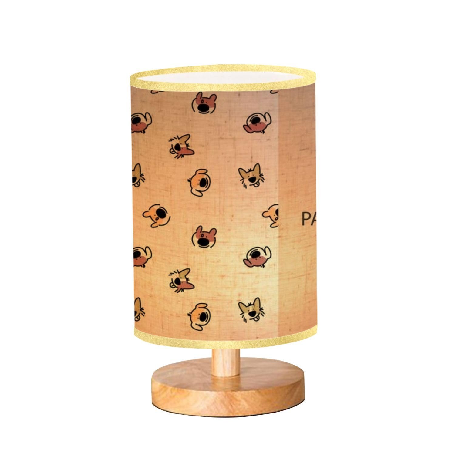 Cute Cartoon Pattern Dimmable Bedside Lamp with Linen Lampshade & Wood Base - Nightstand Lamp for Bedroom, Living Room, Office - Perfect for Kids' Room, Reading Nook & Cozy Nighttime Ambience