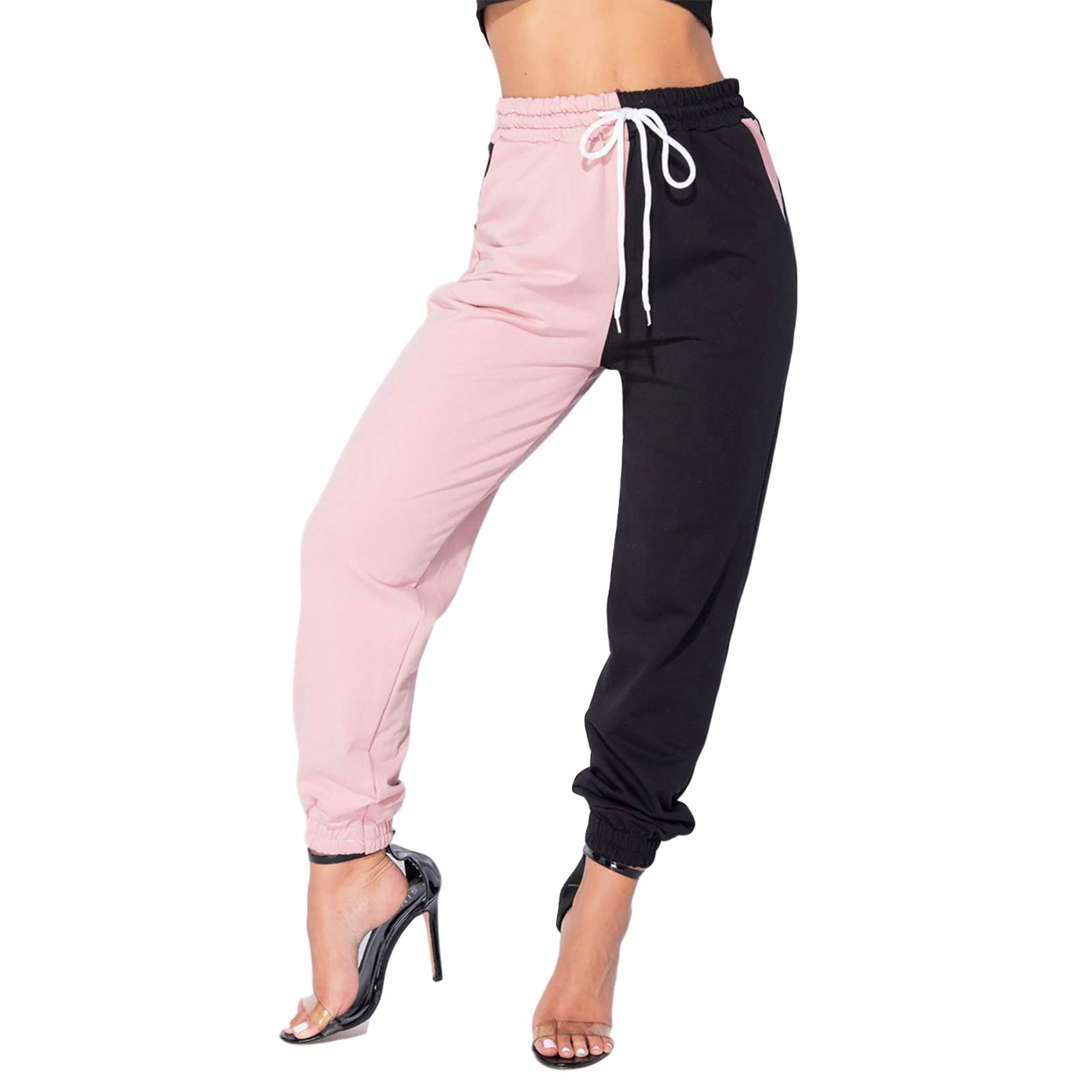 Wsevypo Women's Patchwork Jogger Pants - Stylish Sweatpants for Yoga, Workout & Lounge | Comfortable Activewear with Pockets | Perfect for Gym, Running, Travel & Casual Wear
