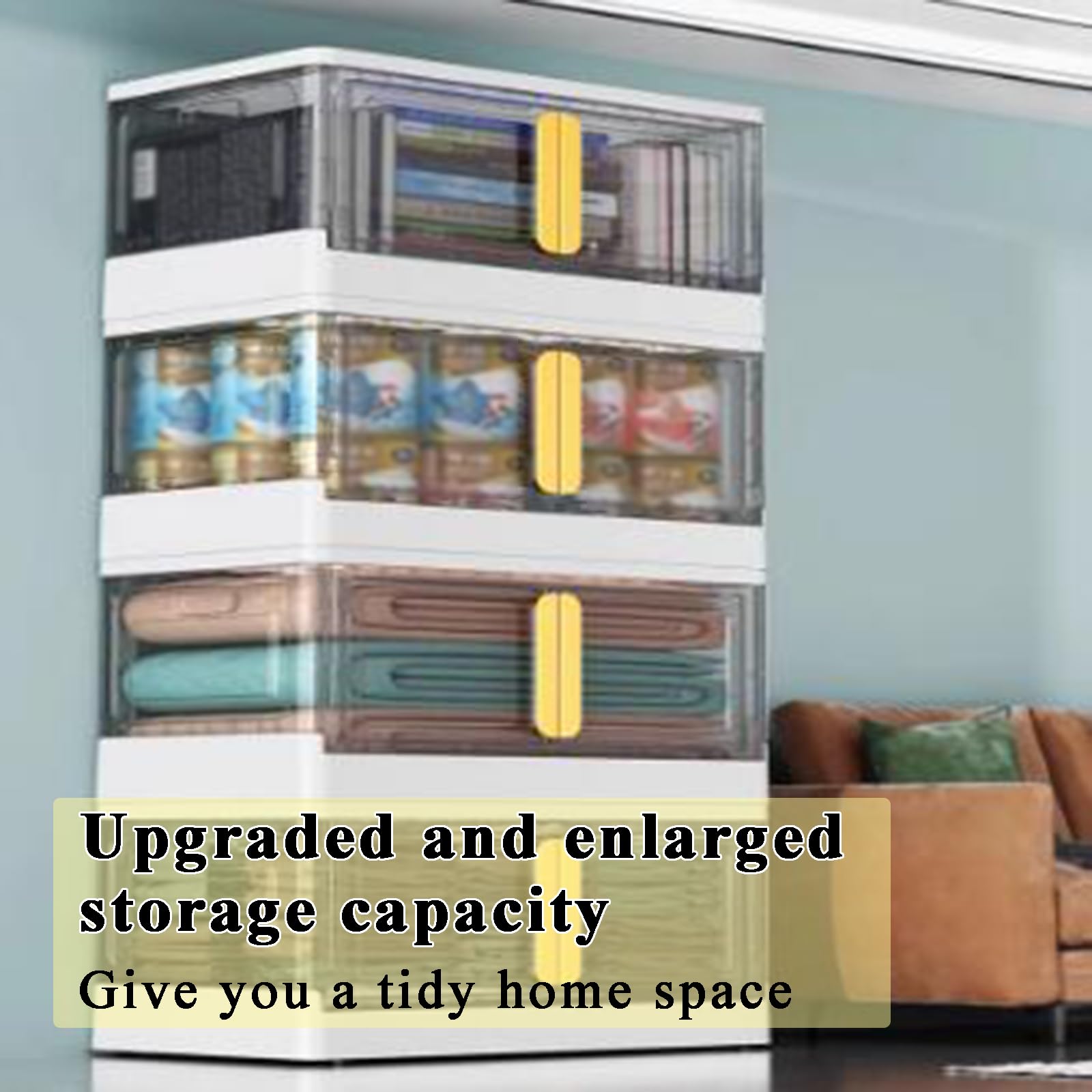 Clear Plastic Storage Bins with Lids - Stackable Organizing Bins with Wheels & Open Front Design - Perfect for Dorm Room, Closet, Garage & Office Organization
