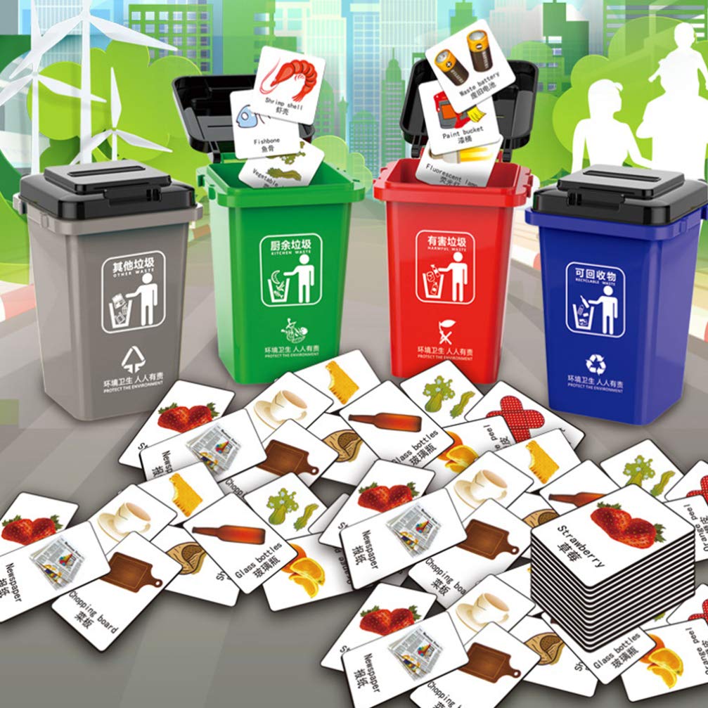 NUOBESTY 1 Set Mini Desktop Wastebasket Toy - Cute Garbage Bin for Kids, Toddlers & Students - Fun Pretend Play Cleaning Set for Home, School & Office Use
