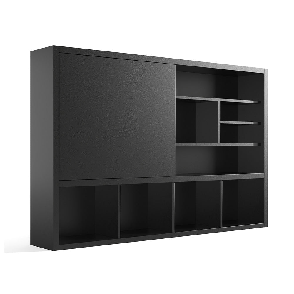 DAXTON 2.4M Black Concrete Display Unit - Modern Retail Shelf for Store, Boutique & Showroom Organization