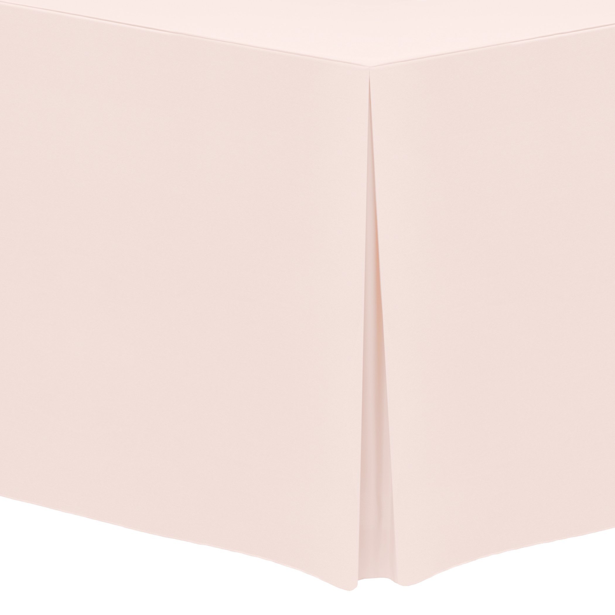 Premium 8 ft Polyester Fitted Tablecloth for 18 x 96-Inch Banquet & Folding Tables - Wrinkle Resistant, Ice Peach Color - Perfect for Weddings, Parties, and Events