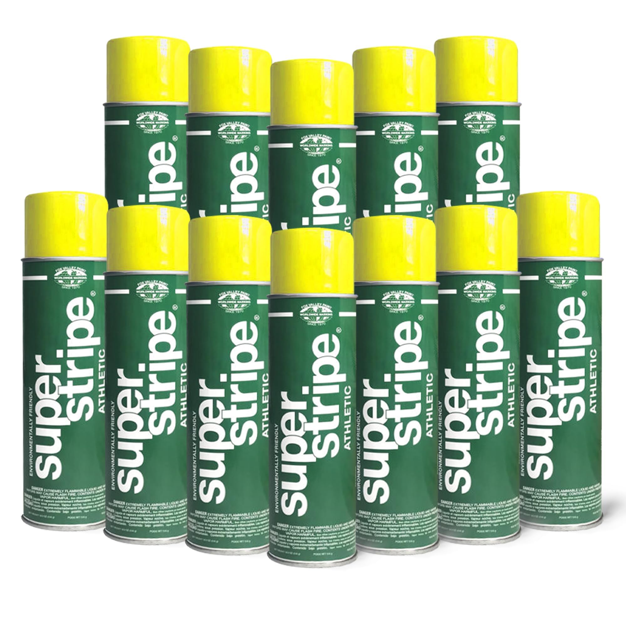 Fox Valley Athletic Field Marking Paint - 18 oz (Pack of 12), Easy to Use Grass & Turf Paint for Tennis Courts, Basketball Courts, Soccer Fields - Bright Athletic Yellow - Perfect for Sports Field Maintenance & Outdoor Events