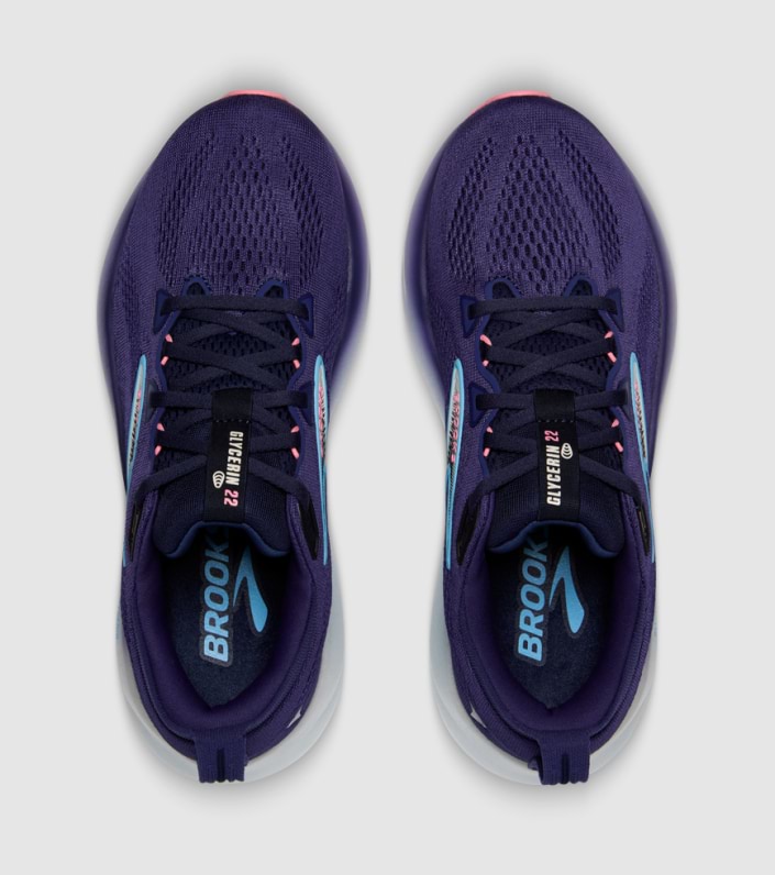 Brooks Glycerin 22 Women's Running Shoes - D Width - Blue Ribbon/Peacoat/Dianthus | Premium Cushioning for Long Distance Running & Marathon Training