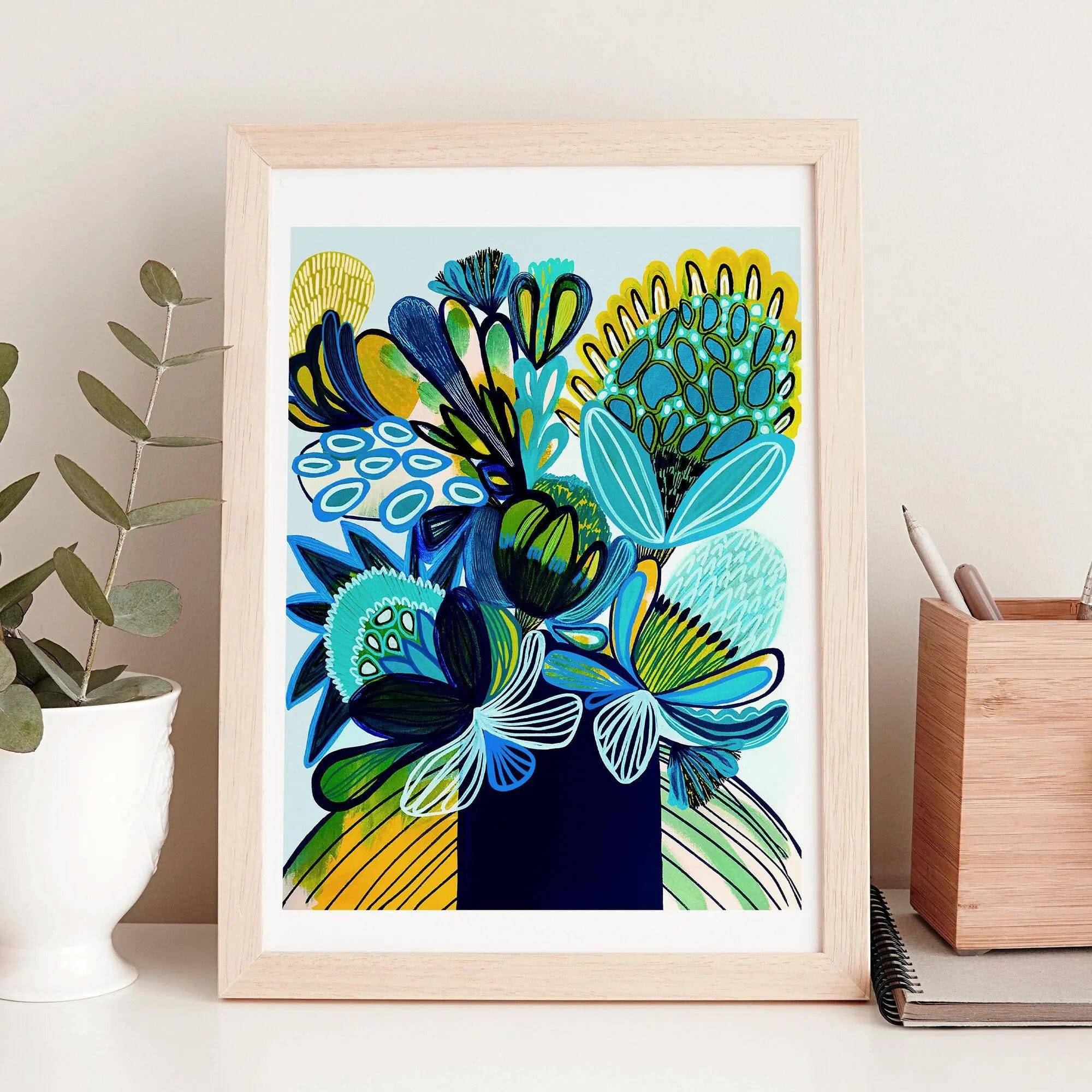 Australia Blue Bush Flora Art Print - Stunning Botanical Wall Decor for Home, Office & Gift Ideas | Perfect for Living Room, Bedroom & Interior Design