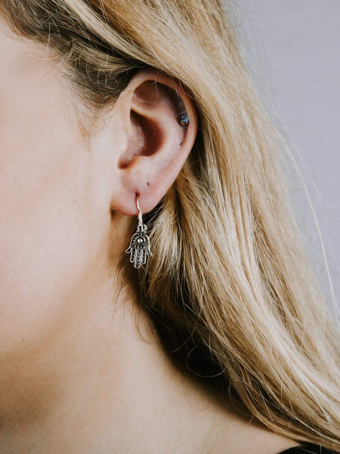 Hamsa Happiness Earrings - Hand of Fatima Jewelry for Women, Sterling Silver Dangle Earrings, Boho Chic Accessories for Everyday Wear, Gift for Her, Perfect for Yoga, Meditation & Spiritual Protection