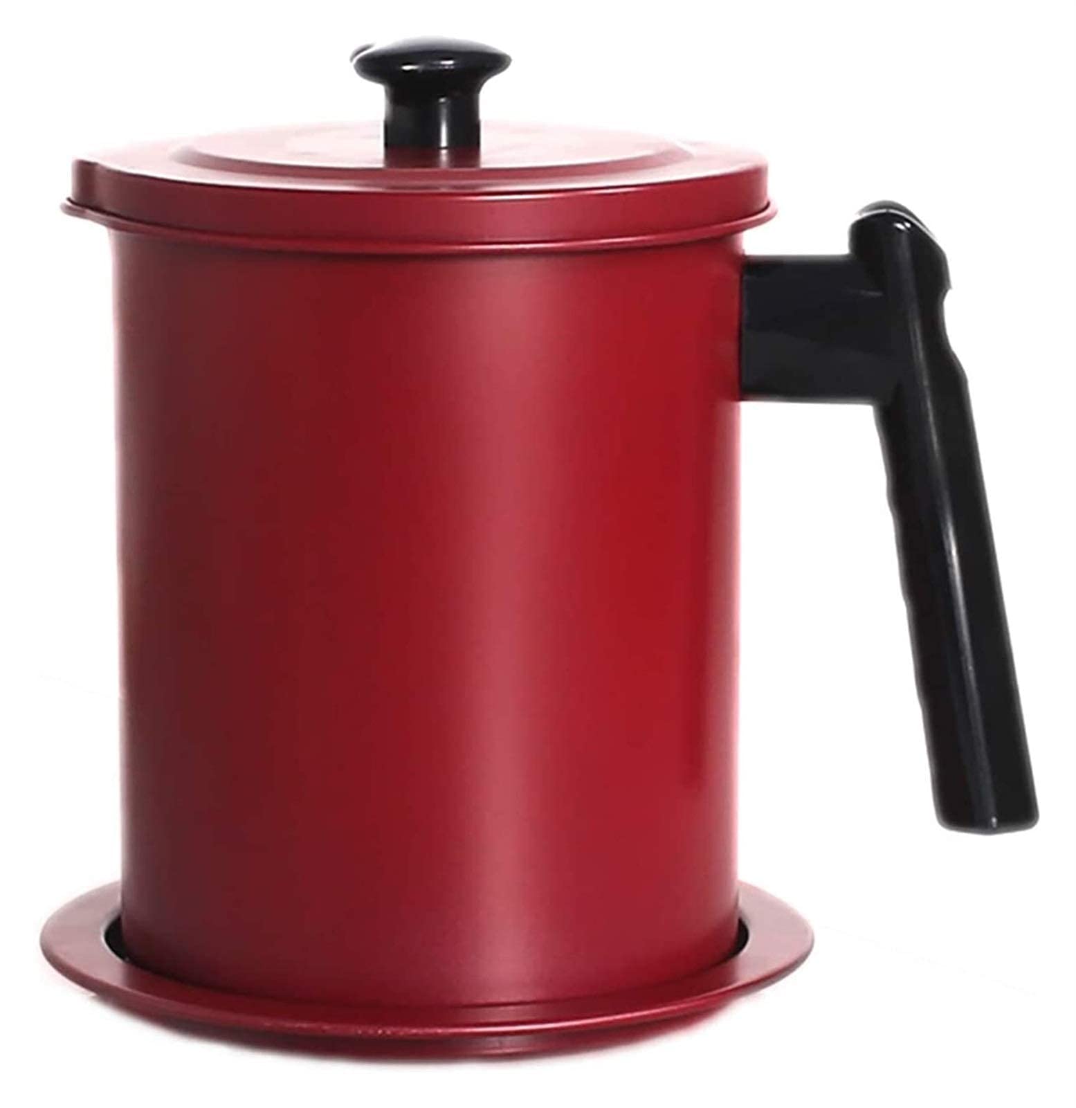 Premium Stainless Steel Olive Oil Dispenser Bottle - 1.7L Oil & Vinegar Cruet with Strainer - Cooking Oil Container & Bacon Grease Keeper - Red - Perfect for Kitchen, Salad Dressing & Frying Oil Storage