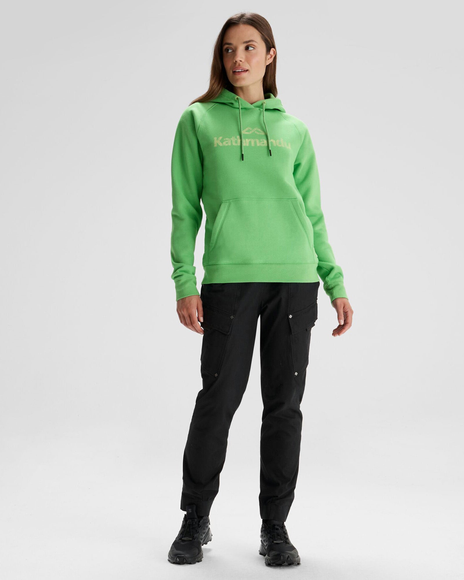 Women's Kathmandu Logo Hoodie - Soft Fleece Pullover with Kangaroo Pocket | Perfect for Hiking, Travel & Casual Wear | Lizzard