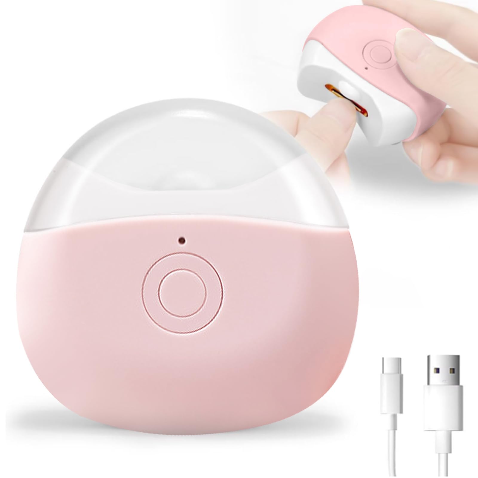 Electric Nail Clippers for Adults & Kids - Cordless Rechargeable Automatic Nail Trimmer with LED Light, 2 Speed Settings - Safe Fingernail & Toenail Cutter for Home, Travel & Elderly Care (Pink)