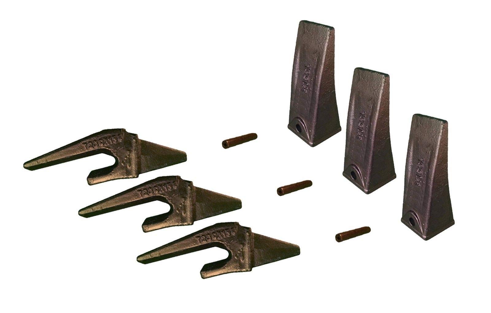 3 Mini Excavator Weld On Shanks - Bucket Dirt Teeth & Pins (230X156, X156L, P156) for Digging, Trenching & Construction Work