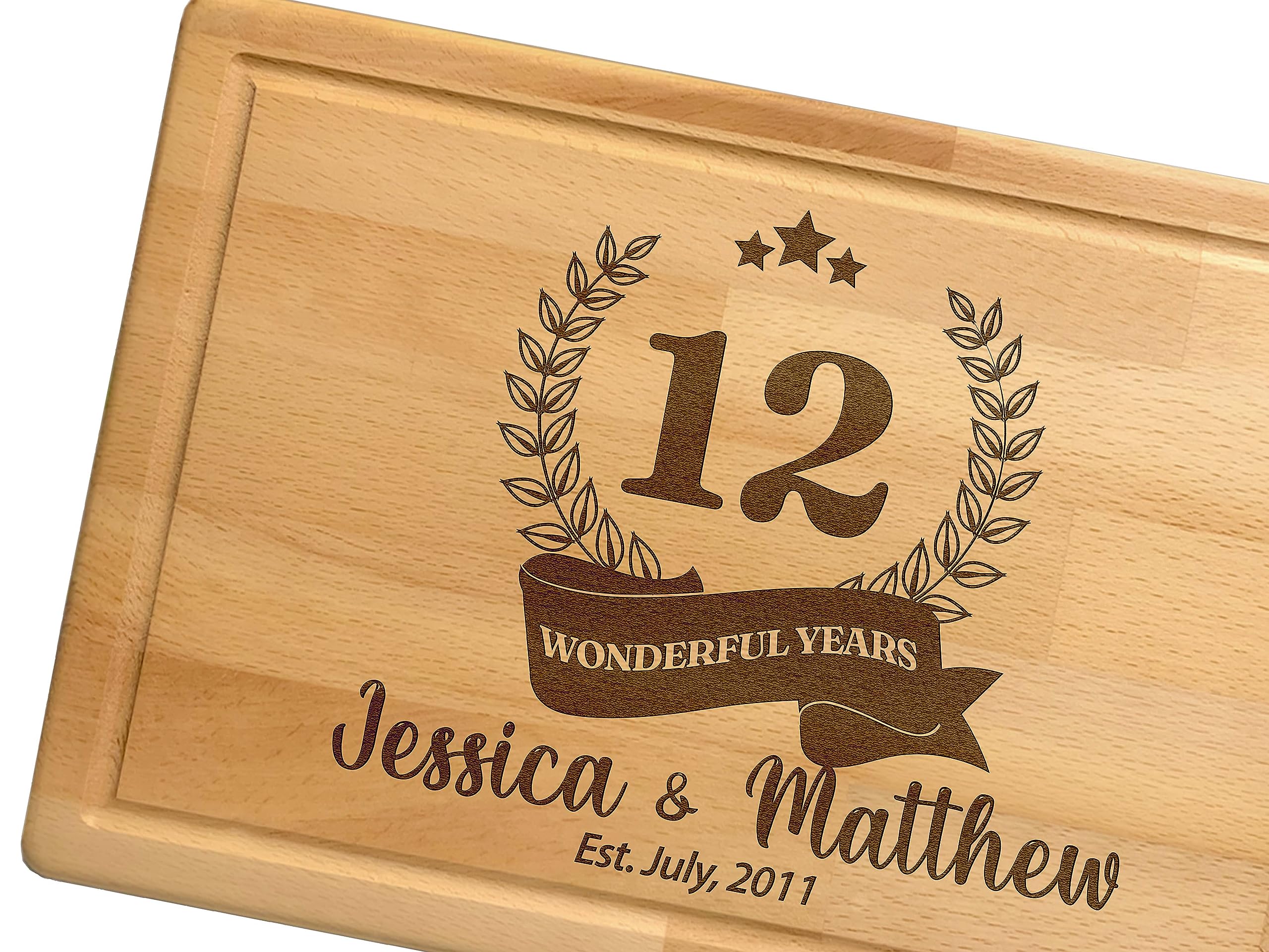 Personalized Wooden Cutting Board for Couples - Custom Anniversary Gift for Parents, Wedding, Housewarming & Bridal Shower - Engraved 25th/50th Anniversary Gift - Perfect for New Home & Romantic Dinners