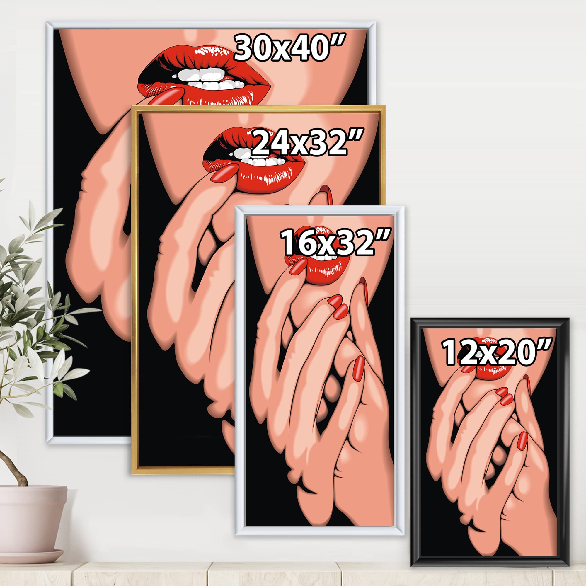 DesignQ Portrait of A Young Modern Woman - Contemporary Framed Canvas Wall Art Print for Living Room, Bedroom & Office Decor