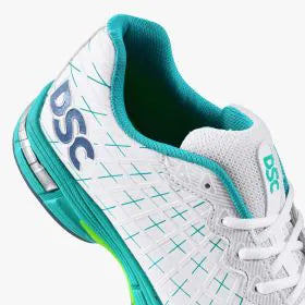 DSC Biffer 22 White & Green Cricket Shoes for Men - Lightweight Comfort & Enhanced Grip for Professional Matches & Practice Sessions