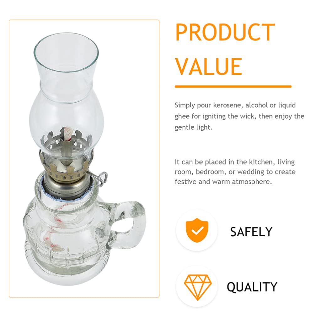 2pcs Clear Glass Lamp Chimney - Replacement Shade for Kerosene & Oil Lamps - Decorative Lighting Accessory for Home, Camping, and Emergency Use