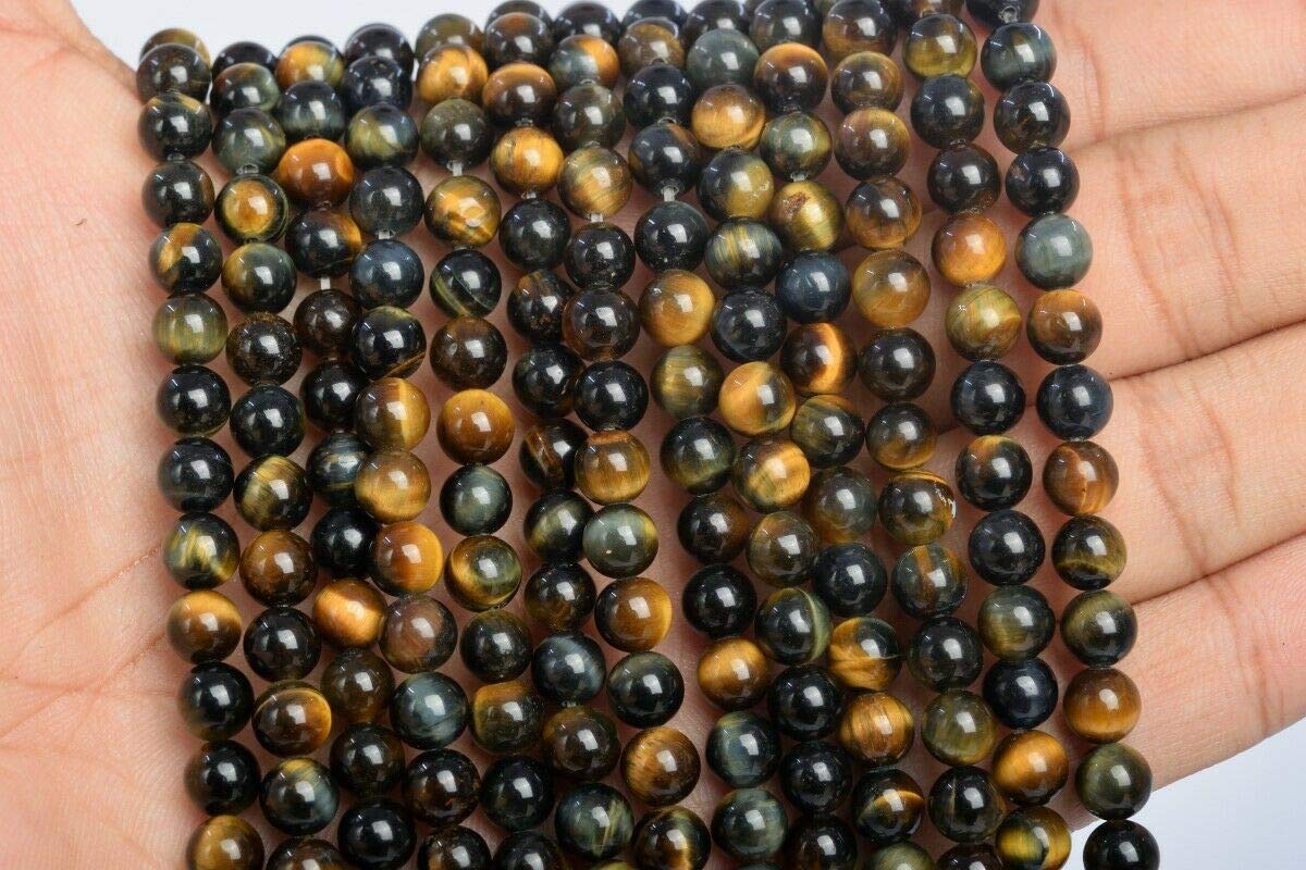 6mm Natural Yellow Blue Tiger Eye Beads - AA Grade Round Loose Beads for Jewelry Making (15.5 Inch Strand) | DIY Bracelets, Necklaces & Craft Projects